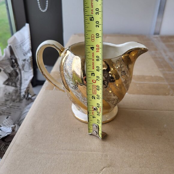 Vintage SADLER 1539 Lustreware Ivory & Gold Striped Creamer GUC (BIN H) - Picture 6 of 7